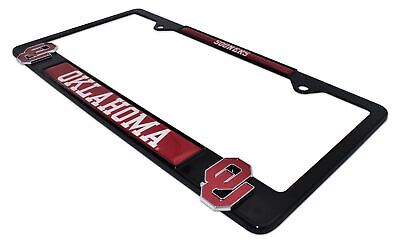 Oklahoma Sooners Black 3D Metal License Plate Frame