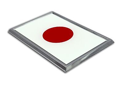 Japan Nisshoki Flag 3.82" x 2.5" x .15" Chrome Metal Car Auto Emblem