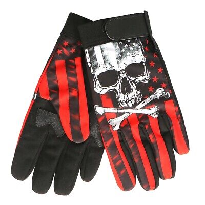 Hot Leathers Flag Skull Mechanics Gloves