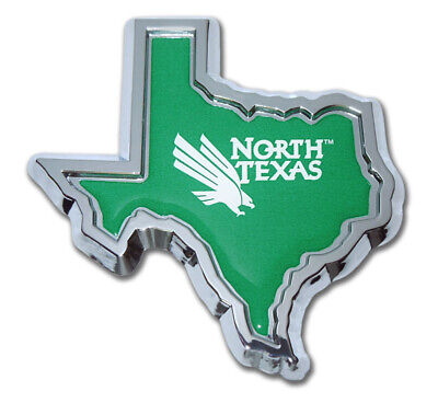 University of North Texas "TX (Shape w/ Color)" Shiny Chrome 3" x 3" Auto Emblem