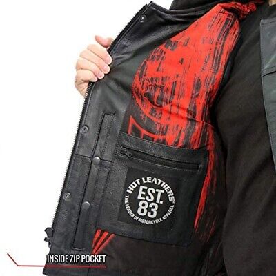 Hot Leathers VSM1055 Men’s Black Over The Top Skull Motorcycle Club Leather Vest