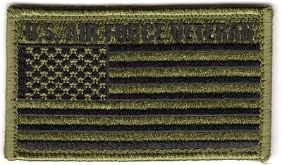 U.S. Air Force Veteran - 2" x 3" Hook & Loop 2 Piece OD Green Flag Patch