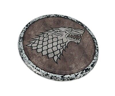 Officially Licensed Game of Thrones Stark Distressed Chrome 3.5” Metal Emblem