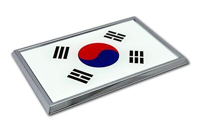 Korea Taegeukgi Flag 3.82" x 2.5" x .15" Chrome Metal Car Auto Emblem