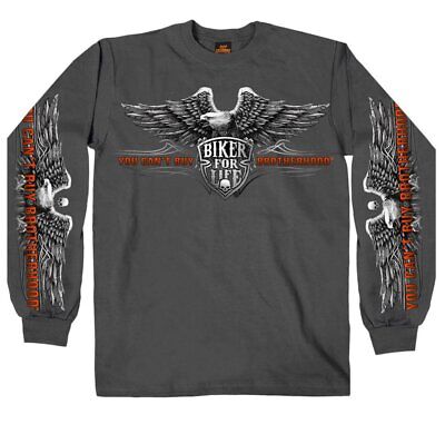 Hot Leathers You Can't Buy Brotherhood Eagle Long Sleeve Charcoal Shirt