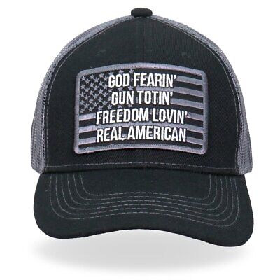 Hot Leathers God Fearing Gun Trucker USA Flag Hat