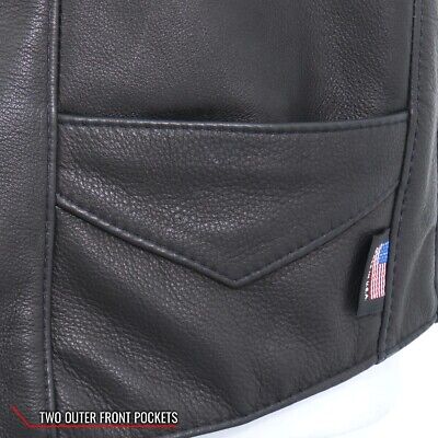 Hot Leathers VSM5006 Men's USA Made Classic Premium Motorcycle Leather Vest