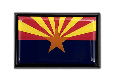 Arizona State Flag 3.82" x 2.5" x .15" Black Metal Car Auto Emblem