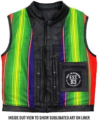 Hot Leathers VSM1057 Men’s Black Mexican Blanket Motorcycle Leather Biker Vest