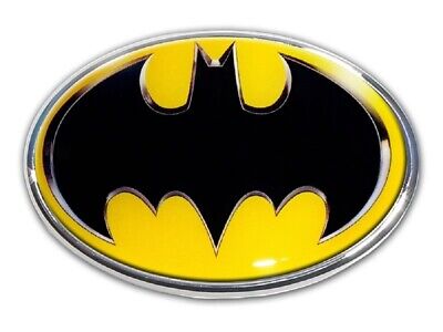 Batman OVAL - Yellow 3.65” x 2.65” Chrome Auto Emblem