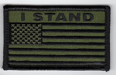 American Flag I STAND - 2.5" x 3.5" OD Green Hook & Loop 2 Piece Patch