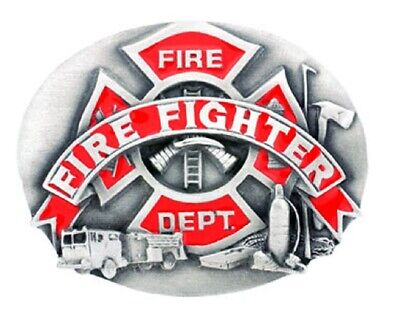Fire Fighter - 3"x2 3/8" Fire Dept. Belt Buckle