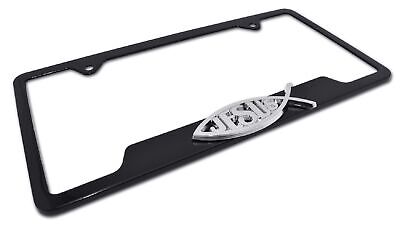 Christian Fish Jesus Black Metal License Plate Frame - Open Version