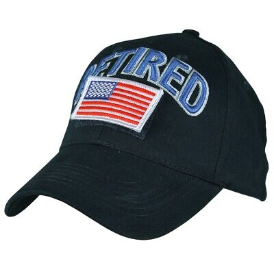 RETIRED Hat / Hook and Loop Flag Navy Blue Baseball Cap