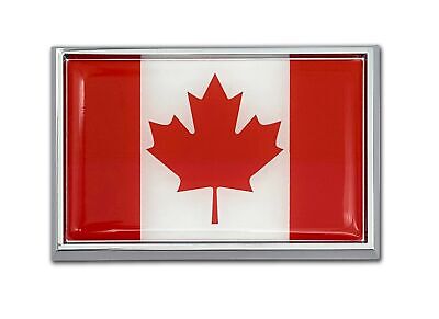 Canada Maple Leaf Flag 3.82" x 2.5" x .15" Chrome Car Auto Emblem