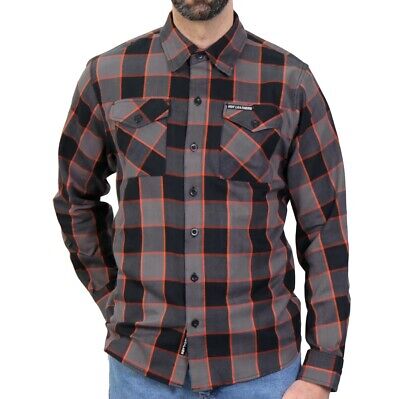 Hot Leathers Black Gray and Orange Long Sleeve Flannel