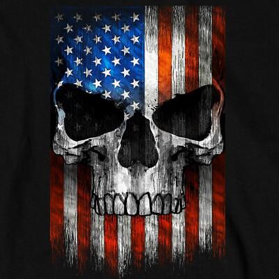 Hot Leathers Patriot Skull American Flag Long Sleeve Black T-Shirt