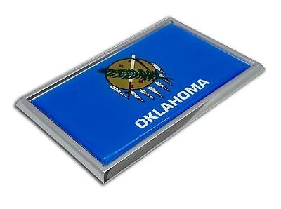 Oklahoma State Flag 3.82" x 2.5" x .15" Chrome Car Auto Emblem