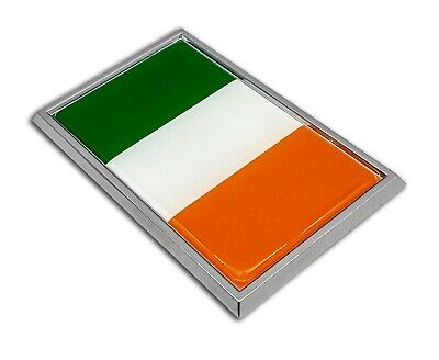Ireland Tricolor Flag 3.82" x 2.5" x .15" Chrome Car Auto Emblem