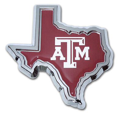 Texas A&M University "TX (Shape w/ Color)" Shiny Chrome Auto Emblem
