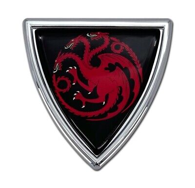 Officially Licensed Game of Thrones Targaryen Chrome 3.0" x 2.9" Metal Emblem