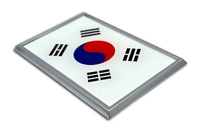 Korea Taegeukgi Flag 3.82" x 2.5" x .15" Chrome Metal Car Auto Emblem