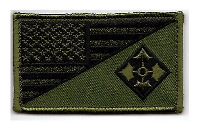4th Infantry American Flag 2" x 3.5" OD Green Hook & Loop 2 Piece Patch