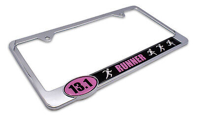 13.1 Half Marathon Runners Pink License Plate Frame