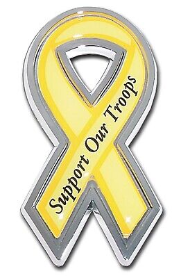 Support Our Troops / Yellow Ribbon - Chrome Auto Emblem