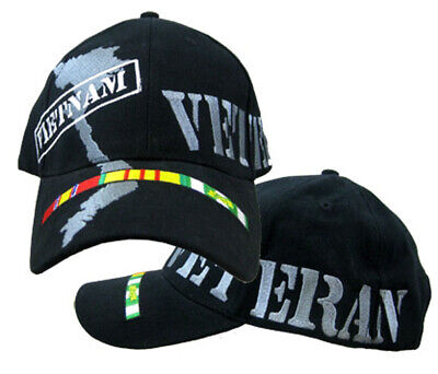 Vietnam Veteran Hat / Land and Ribbon Black Baseball Cap