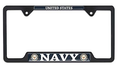 United States Navy Black Open License Plate Frame