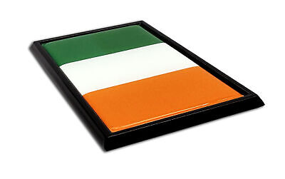 Ireland Flag 3.82" x 2.5" x .15" Black Metal Car Auto Emblem