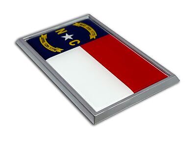 North Carolina N.C. State Flag 3.82" x 2.5" x .15" Chrome Car Auto Emblem