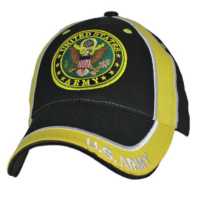 U.S. Army Insignia Hat / Army Emblem Black & Yellow Baseball Cap