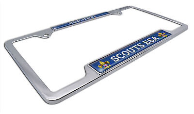 Scouts BSA Proud Parent Shiny Chrome Metal Open Corner License Plate Frame