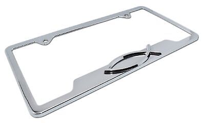 Christian Fish Chrome Metal License Plate Frame - Open Version