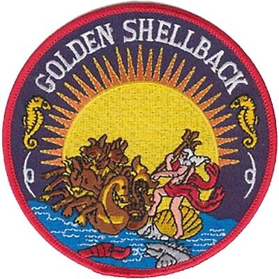 U.S. Navy GOLDEN SHELLBACK 4.5" USN Embroidered Iron-On Patch