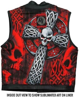 Hot Leathers VSM1051 Men's Black Celtic Cross Motorcycle Club Leather Biker Vest