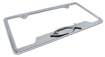 Christian Fish Cross Chrome Metal License Plate Frame - Open Version