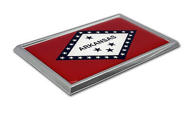 Arkansas State Flag 3.82" x 2.5" x .15" Chrome Car Auto Emblem