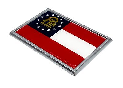 Georgia GA Flag 3.82" x 2.5" x .15" Chrome Metal Car Emblem