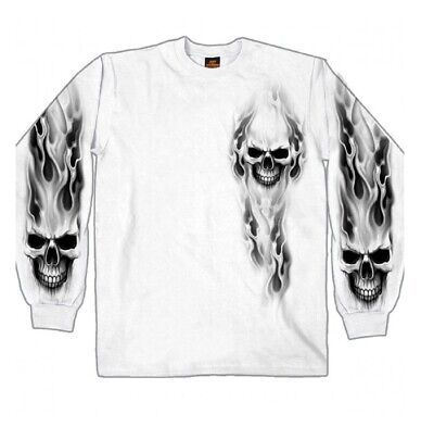 Ghost Skull Double Sided Long Sleeve Biker T-Shirt