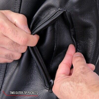 Hot Leathers VSM1049 Men's Black 'Paisley' Motorcycle Club Leather Biker Vest