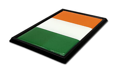 Ireland Flag 3.82" x 2.5" x .15" Black Metal Car Auto Emblem