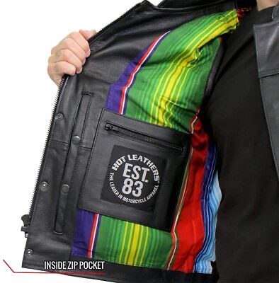 Hot Leathers VSM1057 Men’s Black Mexican Blanket Motorcycle Leather Biker Vest