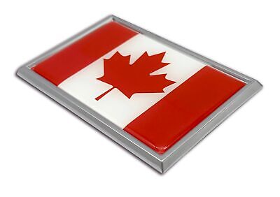 Canada Maple Leaf Flag 3.82" x 2.5" x .15" Chrome Car Auto Emblem