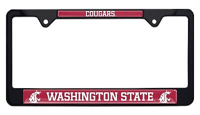 Washington State Cougars Black License Plate Frame