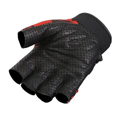 Hot Leathers Sublimated Leather Over Top Skulls Fingerless Gloves