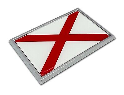 Alabama Flag 3.82" x 2.5" x .15" Chrome Metal Car Auto Emblem