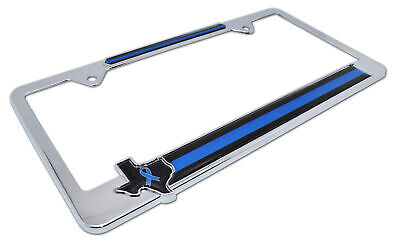 Texas Police "Thin Blue Line" Flag Metal License Plate Frame